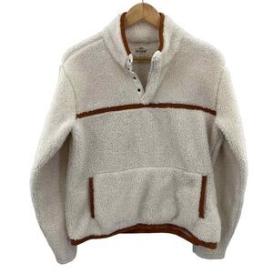Shyanne Pullover Sherpa Fleece Sweater Women Large Cream & Brown